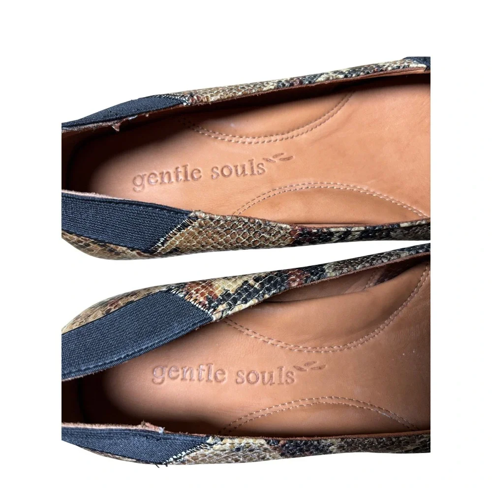 Gentle Souls Flats 9.5 Brown Iso Kicks Leather Wedge Driving Mocs Slip On Shoes